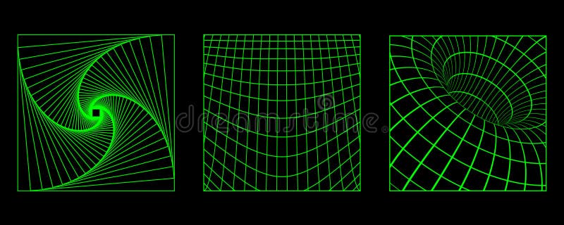 Grade símbolos 3d cartaz futuro wireframe elementos dos anos 90 neon malhas  geométricas padrões de linha y2k futuristas coração e onda cyberpunk forma  caminhos de traçado editáveis conjunto de vetores