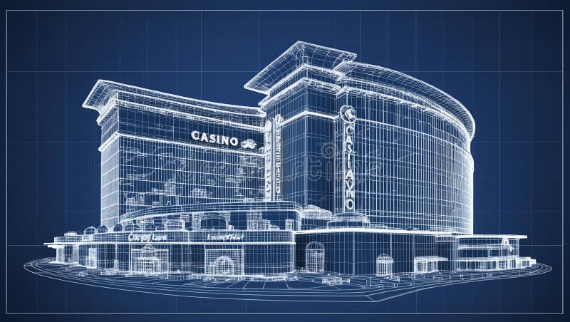 3d wireframe render of a casino architecture abstract vector illustration.