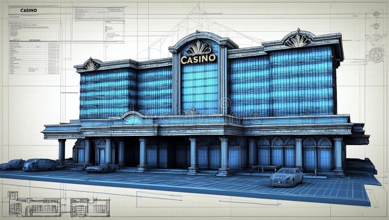 3d wireframe render of a casino architecture abstract royalty free illustration.