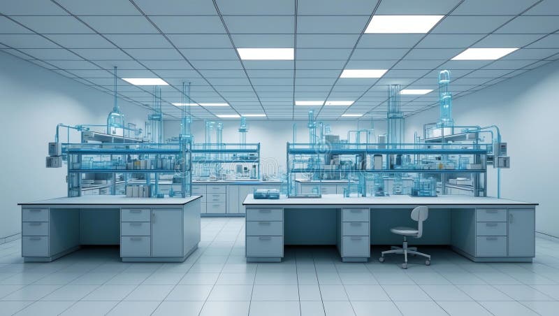3d wireframe render of a research laboratories archite vector illustration.