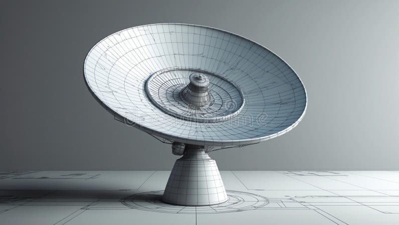 3d wireframe render of a satellite dish architecture a vector illustration.