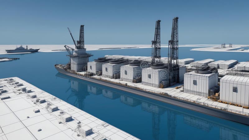 3d wireframe render of a shipyard architecture abstrac background ai generated