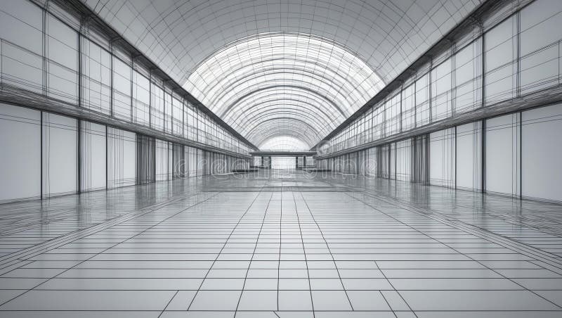 3d wireframe render of a shopping malls architecture a vector illustration.