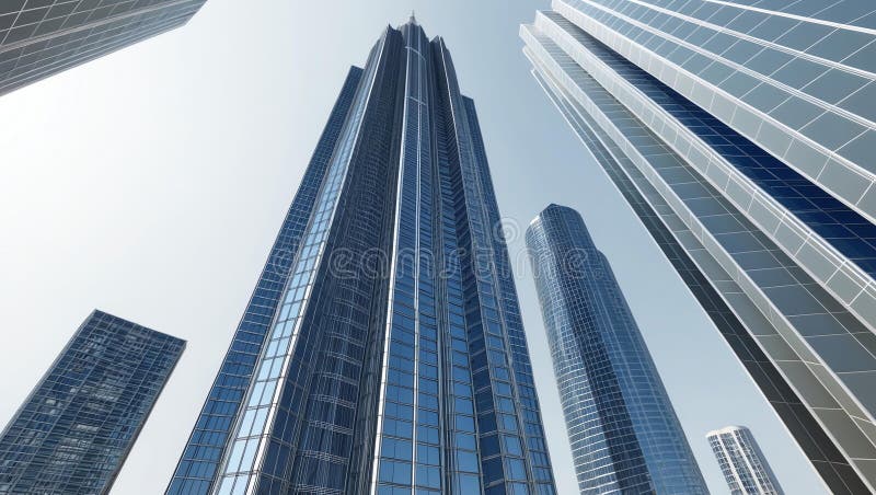 3d wireframe render of a skyscraper architecture abstr royalty free illustration.