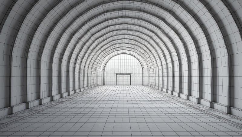 3d wireframe render of a vault architecture abstract b royalty free illustration.