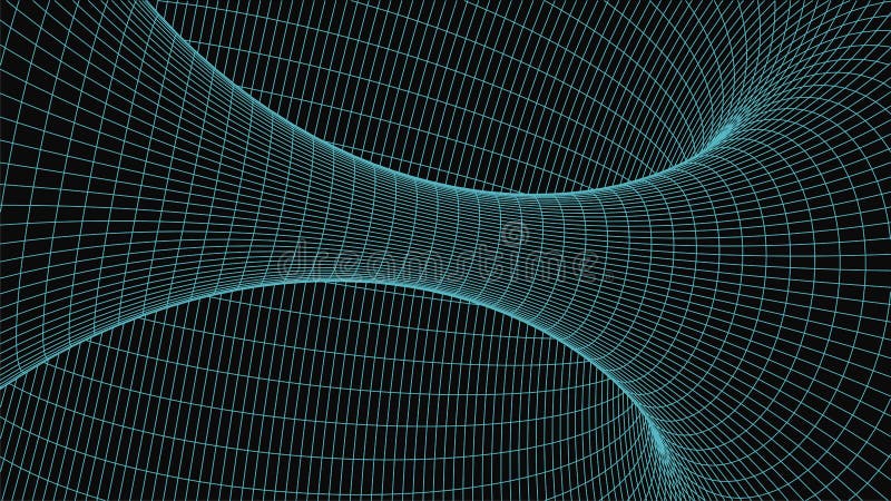 3D Wireframe tunnel. Perspective grid background. Vector illustration royalty free illustration