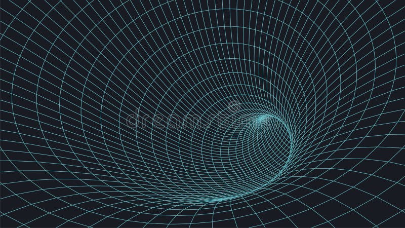 3D Wireframe tunnel. Perspective grid background. Vector illustration stock illustration
