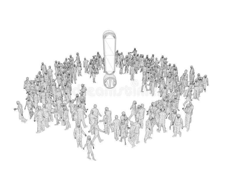 3d wireframe wokoło symbolu ludzie royalty ilustracja 3d wireframe wokoło symbolu ludzie royalty ilustracja