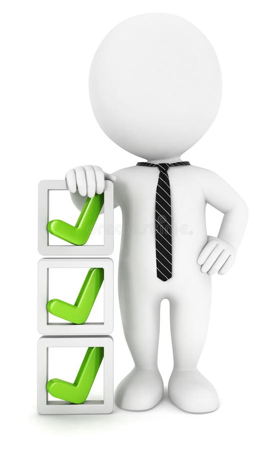 Checklist voor witte mensen in 3D royalty-vrije illustratie