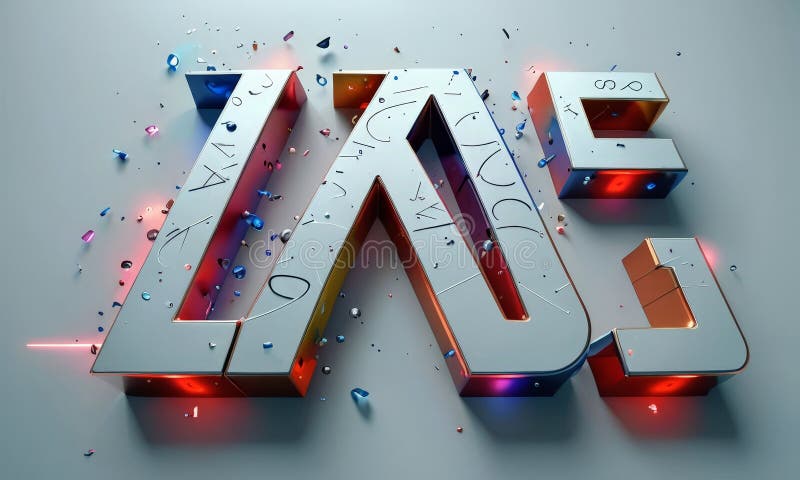 3d text with colorful shapes and conspects royalty free illustration