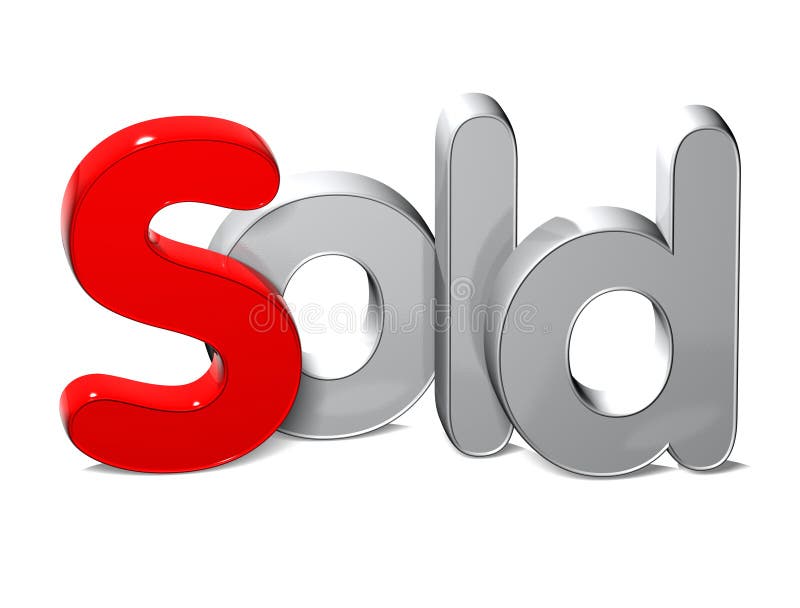 3D Word Sold over white background.