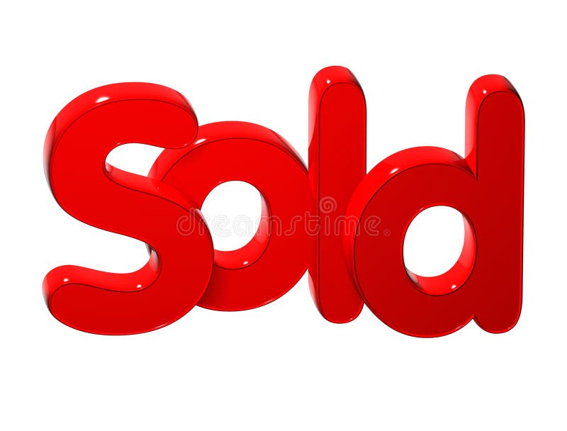 3D Word Sold over white background.