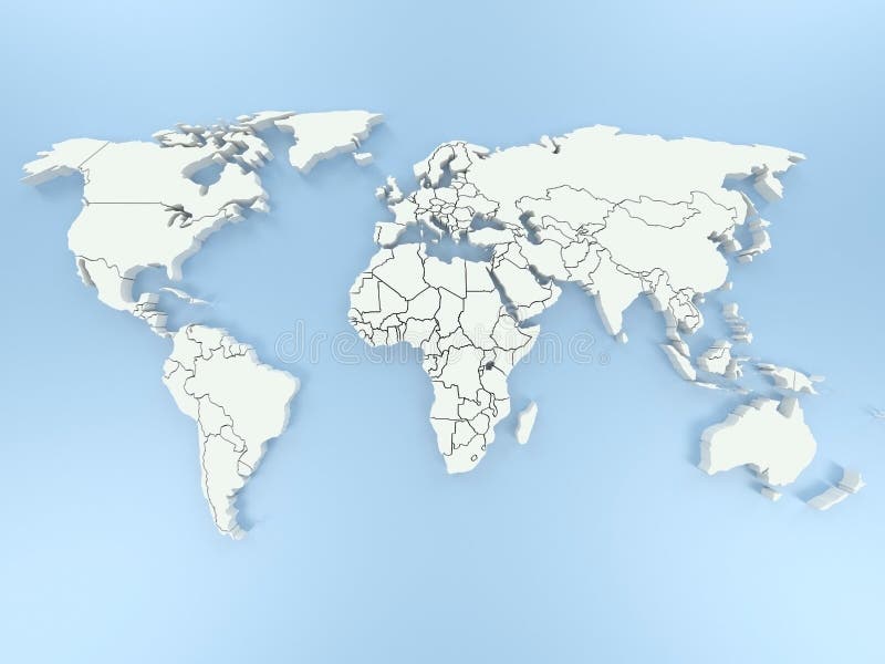 3D world map stock illustration