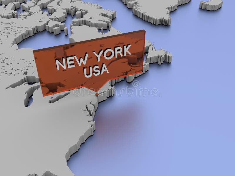 3d world map illustration - New York, USA