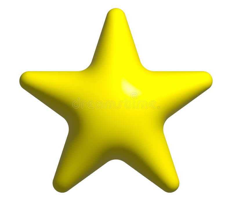 3D Yellow Star Icon, Star Shape Buttons for Emoji Icon Stock