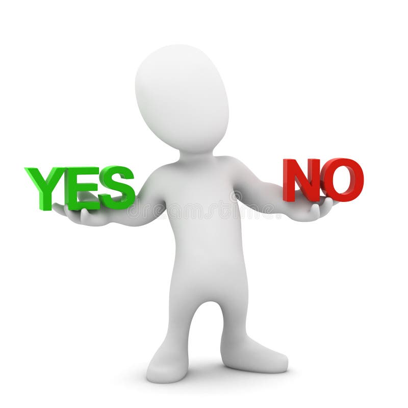 3d Yes or no little man royalty free illustration 3d Yes or no little man royalty free illustration