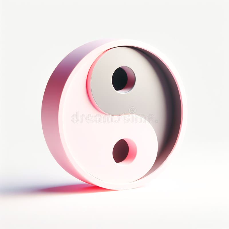 3D Yin Yang Symbol. Spirituality and Religion Stock Illustration