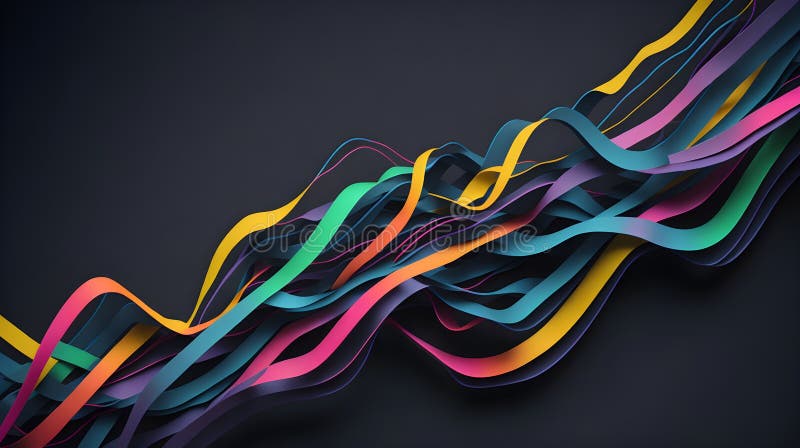 3d återge enkelt, praktiskt, abstrakt bakgrundsbakgrundsdokument med vågig färggradient av band vektor illustrationer