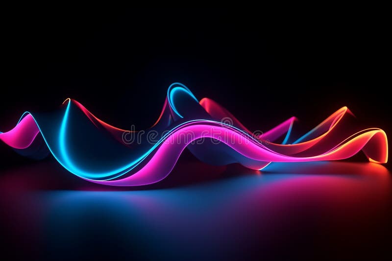 3d återge enkelt, praktiskt taget bakomliggande, abstrakt skrivbordsunderlägg med vågigt, färgstarkt övertoningsgenerativt ai. royaltyfri illustrationer