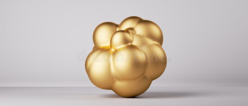 3d återge primitivt abstrakt objekt av enkel geometrisk form. Golden lumpdesign-element som isolerats på vit bakgrund stock illustrationer