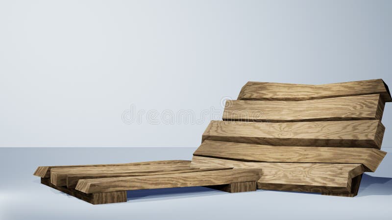 3d återge träskivor på vit bakgrundsträplatta royaltyfri illustrationer