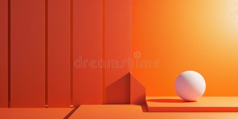 3d-återgivning av en enkel geometrisk form på en plattform mot en solid bakgrund i orangefärgade nyanser. aig51a stock illustrationer
