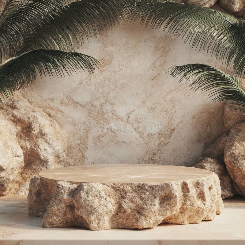 3 d återgivning av marmor med palmblad bakåt vektor illustrationer