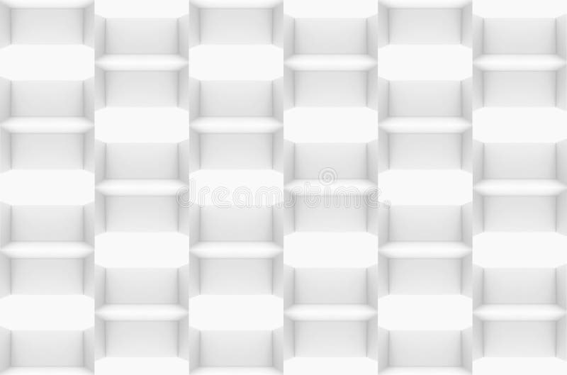 3d-återgivning. sömlös modern, luxurig, vit, vit, tegelvägg, bakgrund av vägg med kvadratiskt mönster. royaltyfri illustrationer