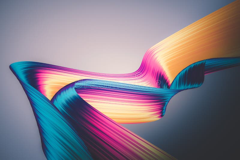 3D übertragen abstrakten Hintergrund Bunte verdrehte Formen in der Bewegung Computererzeugte digitale Kunst für Plakat, Flieger stock abbildung