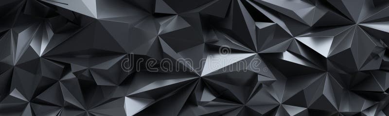 3d übertragen geometrischen Kohlenstoff-Hintergrundes des Zusammenfassungsschwarzbreite panoramische polygonale Hintergrundbild de lizenzfreie abbildung