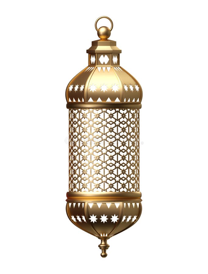 3d übertragen, goldene Laterne, magische Lampe, Stammes- arabische Dekoration, Arabeskenentwurf, Ramadan Kareem, lokalisierter Ge vektor abbildung