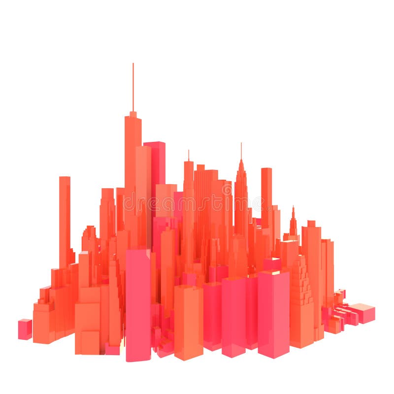 3d übertragene rote Skyline lokalisiert lizenzfreie abbildung 3d übertragene rote Skyline lokalisiert lizenzfreie abbildung