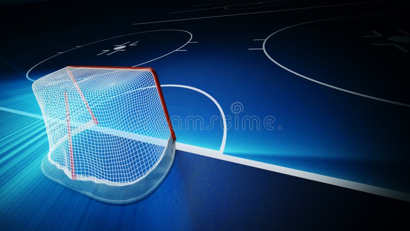 3d übertrug Illustration der Hockeyeisbahn und -ziels stock abbildung 3d übertrug Illustration der Hockeyeisbahn und -ziels stock abbildung