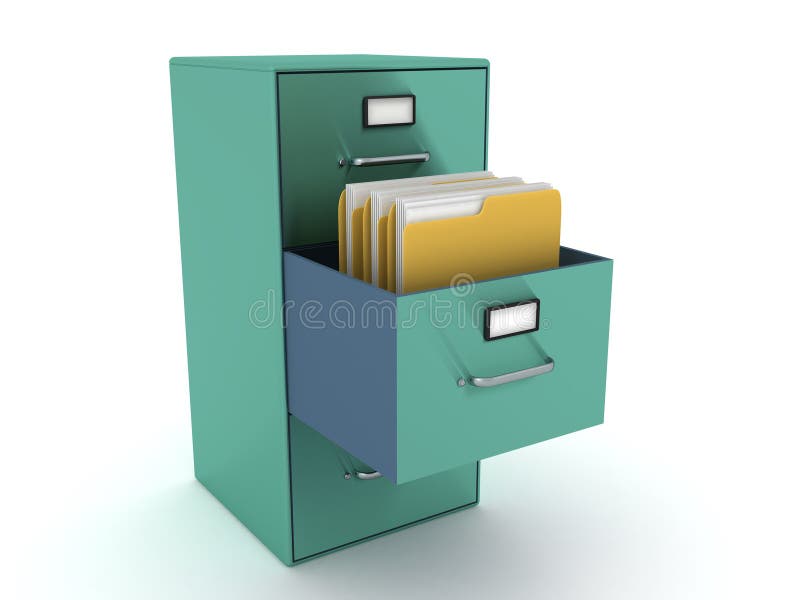 3D Απόδοση αρχειοθήκης με φακέλους σε αυτήν απεικόνιση αποθεμάτων
