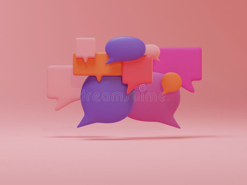 3d απόδοση 3d μοβ φυσαλίδες συνομιλίας σε ροζ πλαίσιο ελεύθερη απεικόνιση δικαιώματος