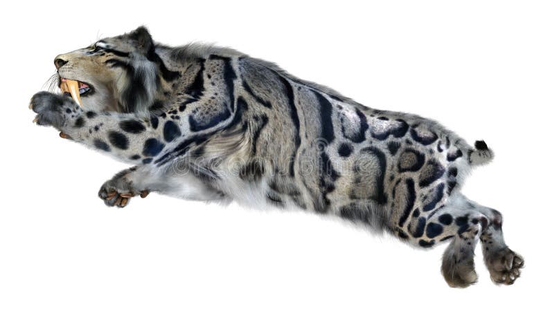 3d απόδοση τίγρης sabertooth σε λευκό διανυσματική απεικόνιση