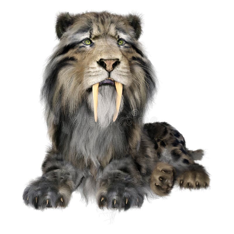 3d απόδοση τίγρης sabertooth σε λευκό διανυσματική απεικόνιση