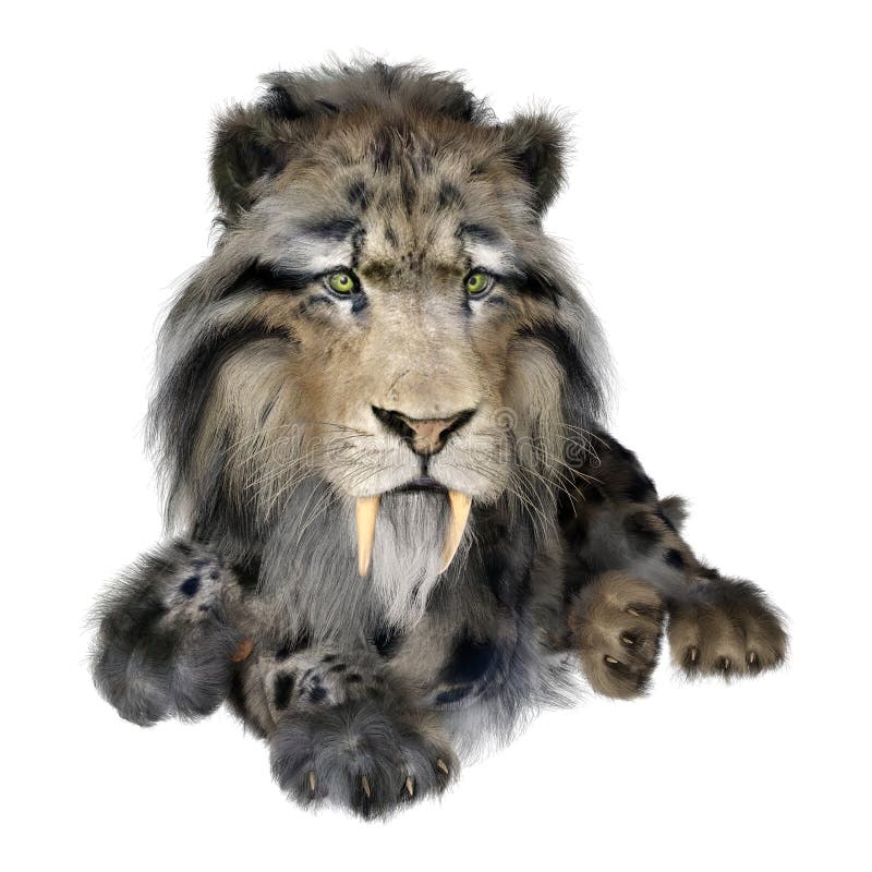 3d απόδοση τίγρης sabertooth σε λευκό διανυσματική απεικόνιση