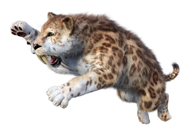 3d απόδοση τίγρης sabertooth σε λευκό διανυσματική απεικόνιση