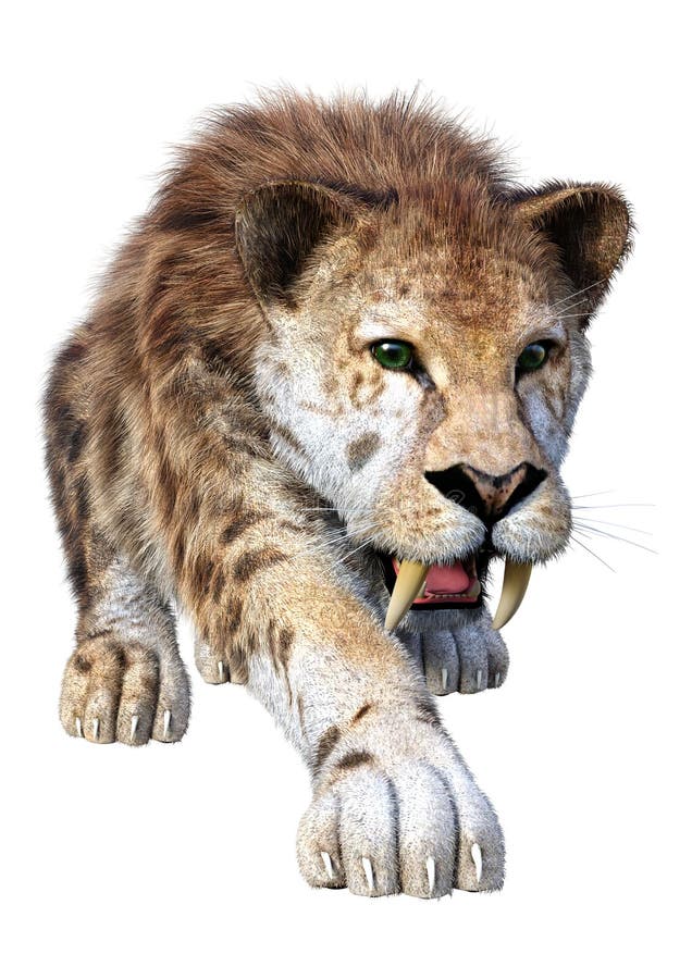 3d απόδοση τίγρης sabertooth σε λευκό διανυσματική απεικόνιση