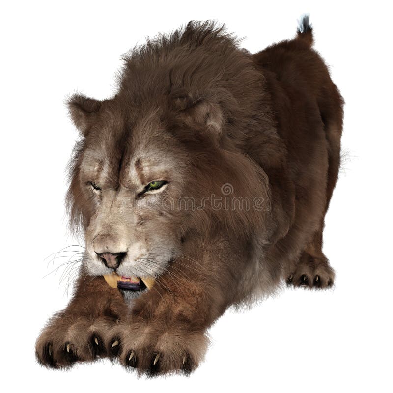3d απόδοση τίγρης sabertooth σε λευκό ελεύθερη απεικόνιση δικαιώματος