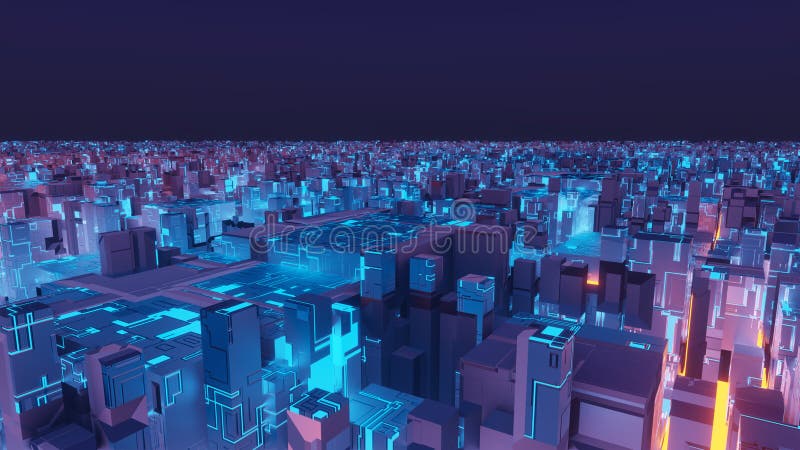3d απόδοση της αφηρημένης πόλης cyberpunk neon απεικόνιση αποθεμάτων