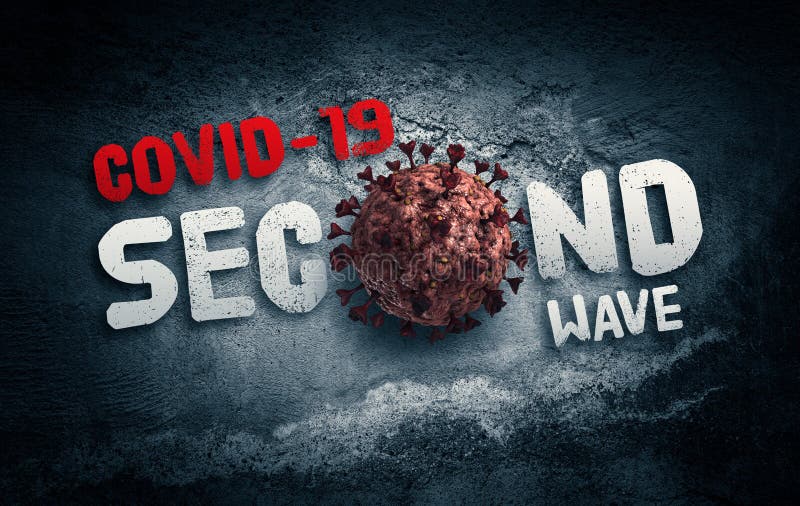 3d απόδοση του κορωναβιανού και του δεύτερου κυματοειδούς μηνύματος στο σκοτεινό φόντο grunge. διανυσματική απεικόνιση