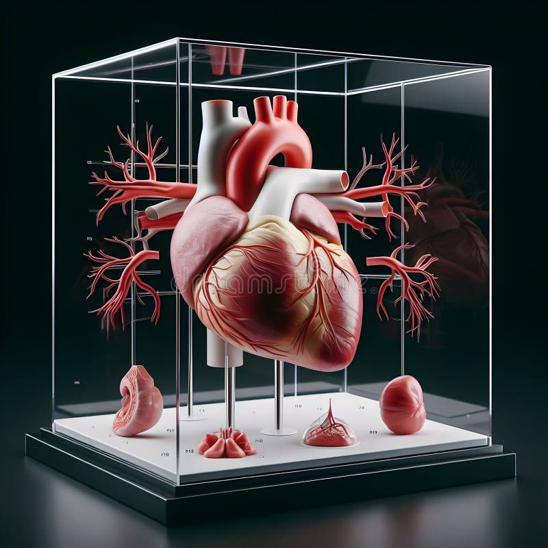 3d анатомически детализированная модель человеческого сердца иллюстрация штока
