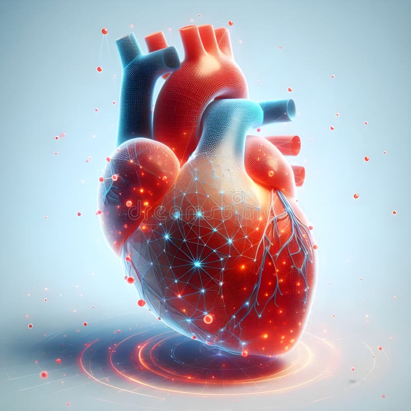3d анатомически детализированная модель человеческого сердца иллюстрация штока