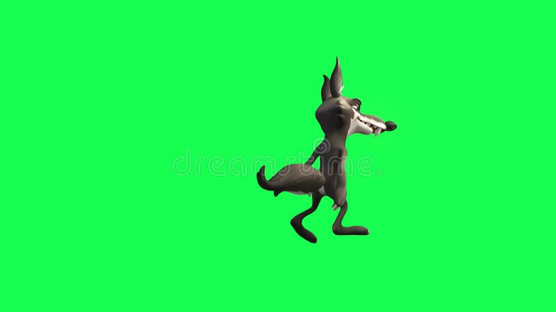 3d анимация волка мультфильма на зеленом экране, идущего и открывающего дверь бесплатная иллюстрация