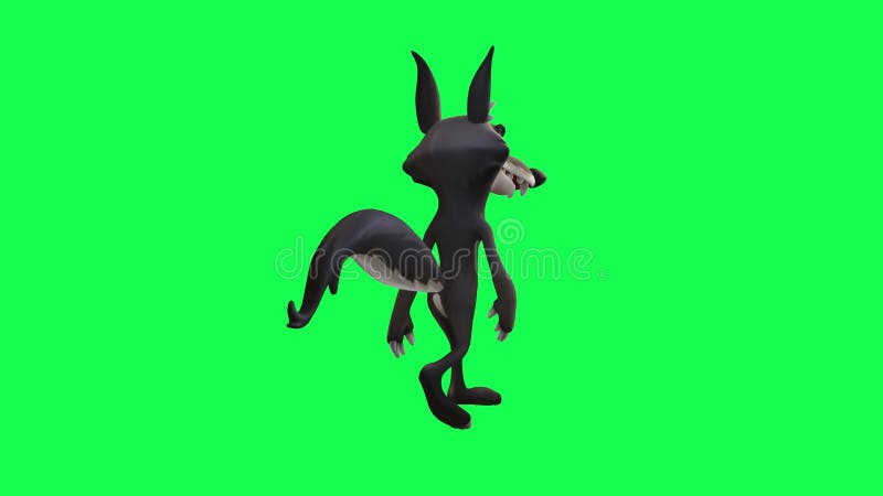 3d анимация персонажа мультфильма на зеленом экране, движущегося пешком и в энтери иллюстрация вектора