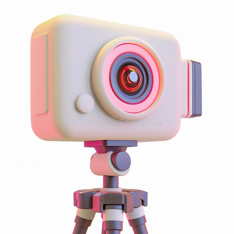 3d-значок камеры tech vlog с белым фоном иллюстрация вектора