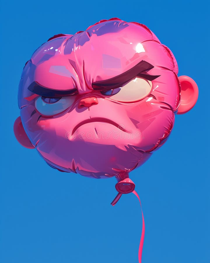 3d-иллюстрация аэростата с карикатурным лицом с раздутыми чертами ...