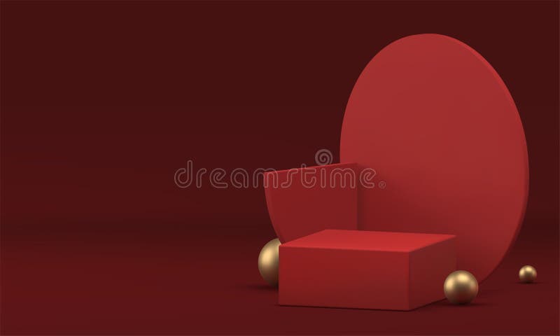 3d красный люкс подиум геометрический дисплей для презентации реалистичный вектор иллюстрации иллюстрация штока